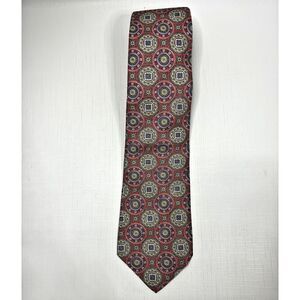 Preswick Moore Handmade Silk Necktie Medallion Pink Gray Formal Office Core 57"